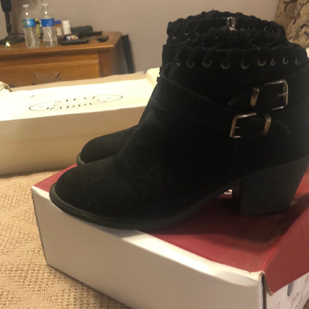 Black suede ankle boots